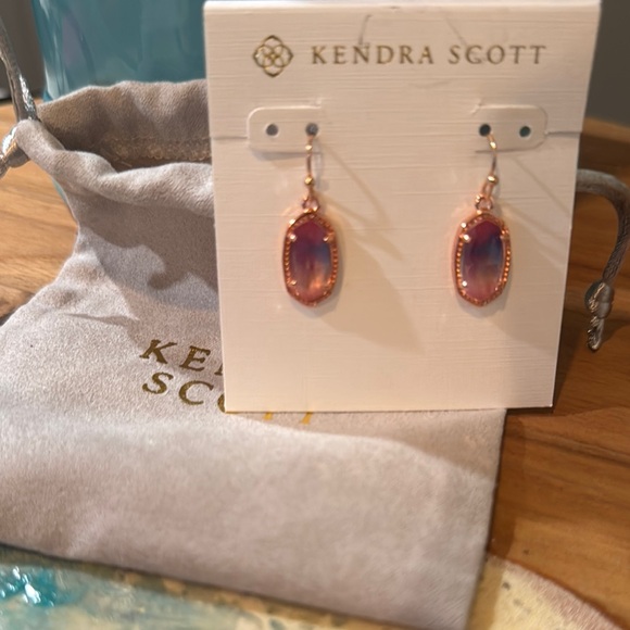 Orecchini A Goccia Kendra Scott Lee In Vetro Dicroico E Tonalità Oro, Nuovi Senza Etichette